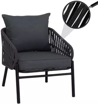 MCW P90 Gartenstuhl Aluminium Seilgeflecht Textil anthrazit (100725)