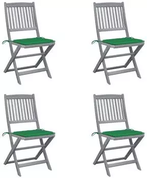 vidaXL Klappbare Gartenst&uuml;hle 4er-Set mit Kissen Akazien-Massivholz (3064568)