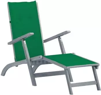 vidaXL Liegestuhl mit Fu&szlig;st&uuml;tze und Auflage, Akazien-Massivholz (3064034)