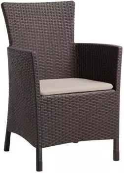 Keter Iowa Gartensessel mit Kissen, UV-best&auml;ndig, Braun-Beige (212277)