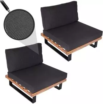 MCW Lounge-Sessel H54 2er-Set Holz/Alu hellbraun, Polster dunkelgrau (MCW-H54)
