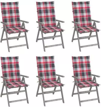vidaXL Hochlehner verstellbar 6er-Set mit Auflagen Akazienholz (3065330)