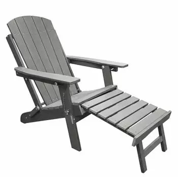 osoltus Canadian Deckchair Adirondack Stuhl mit Fu&szlig;hocker HDPE Grau
