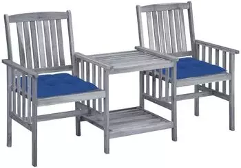 vidaXL Gartenlounge-Set mit Teetisch und Kissen, Akazien-Massivholz (3061327)