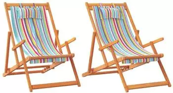 vidaXL Strandst&uuml;hle 2 Stk., klappbar, mehrfarbiger Stoff (3214483)