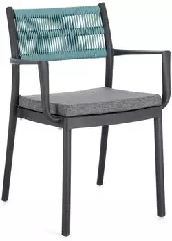 Bizzotto Alvin Gartenstuhl mit Armlehne, Polypropylen, anthrazit/avio, stapelbar (0650011)