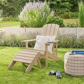 Home Deluxe Farea Gartenstuhl mit Hocker, HDPE, weiß (74755_FR)