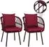 MCW Gartenstuhl Q38 2er-Set, Aluminium Seilgeflecht, Gestell schwarz, Polster bordeaux (101238)