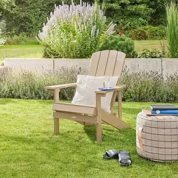 Home Deluxe Farea Gartenstuhl mit Hocker, HDPE-Kunststoff, weiß (74763_FR)