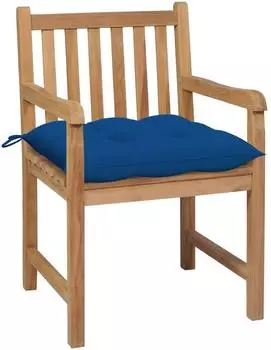 vidaXL Gartenst&uuml;hle 2 Stk. Massivholz Teak mit blauen Kissen (3062755)
