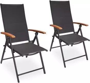 Brubaker Verona Gartenstuhl klappbar, 7-fach verstellbare R&uuml;ckenlehne, anthrazit, 2er-Set