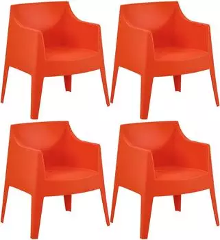CLP Bartal Gartenstuhl 4er-Set, stapelbar, Kunststoff, orange (327747)
