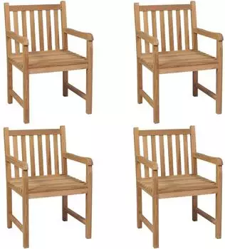 vidaXL Gartenst&uuml;hle 4 Stk. mit gr&uuml;nen Kissen, Teak massiv (3073024)