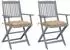 vidaXL Klappbare Gartenstühle 2 Stk. mit Kissen, Akazienholz, beige (3064500)