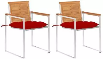 vidaXL Gartenst&uuml;hle mit Kissen 2er-Set, Akazienholz und Stahl (3061509)