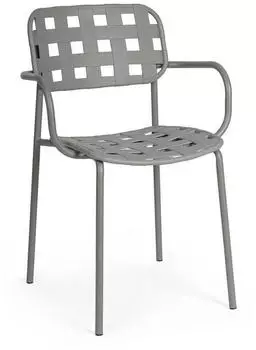 Bizzotto Clover Gartenstuhl mit Armlehne, stapelbar, grau, 4er-Set (0650036)