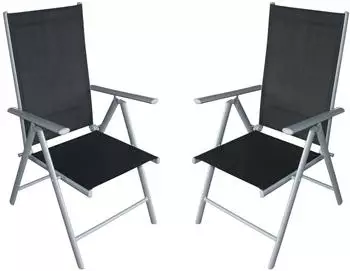 DEGAMO RAVENNA Gartensessel, Aluminium grau, Gewebe schwarz, klappbar, 2er-Set (46114)