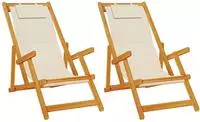 vidaXL Liegestuhl mit Kissen 2 pcs Braun Massivholz Akazie