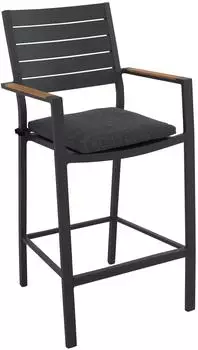 Dehner Montpellier Barstuhl Aluminium/Teakholz, dunkelgrau/braun