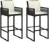 vidaXL Garten-Barhocker mit Kissen, 2er-Set, schwarz, Poly Rattan (368705)