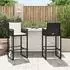 vidaXL Garten-Barhocker mit Kissen, 2er-Set, schwarz, Poly Rattan (368705)