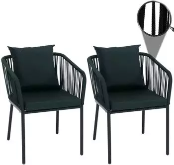 MCW Gartenstuhl MCW-N41 2er-Set Aluminium Seilgeflecht, dunkelgrün (100693)