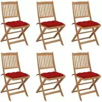 vidaXL Klappbare Gartenst&uuml;hle 6 Stk. mit Kissen Massivholz Akazie