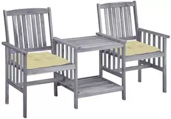 vidaXL Gartenlounge-Set mit Teetisch und Kissen, Akazien-Massivholz (3061319)