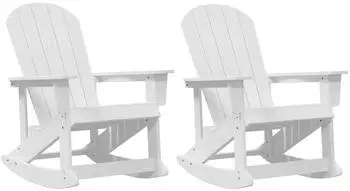 vidaXL Adirondack Schaukelstuhl 2er-Set HDPE wei&szlig; (3335834)
