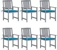 vidaXL Gartenst&uuml;hle mit Kissen 6 Stk. Massivholz Akazie Grau