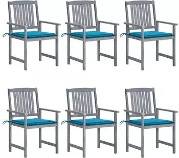 vidaXL Gartenst&uuml;hle mit Kissen 6 Stk., Akazienholz, grau (3078211)