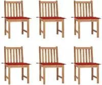 vidaXL Gartenst&uuml;hle 6 Stk. mit Kissen Massivholz Teak