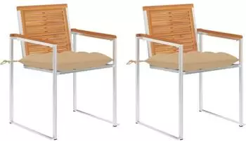 vidaXL Gartenst&uuml;hle mit Kissen 2er-Set, Akazienholz und Stahl (3061506)
