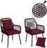 MCW Gartenstuhl MCW-O12 2er-Set Aluminium Seilgeflecht bordeaux (MCW-O12)