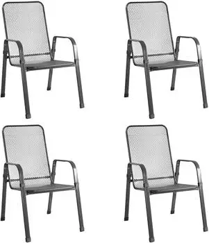 MFG Mec-Stor Gartenstuhl Streckmetall stapelbar, 4er-Set