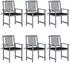 vidaXL Gartenstühle mit Kissen 6er-Set, Akazienholz, grau (3078214)