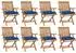 vidaXL Klappbare Gartenstühle mit Kissen, Teak, 8er-Set (3072802)