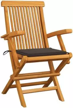 vidaXL Gartenstühle aus Teakholz mit taupe Kissen, 2er-Set (3062495)
