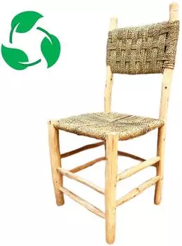 Marrakesch Orient & Mediterran Interior Dool Gartenstuhl Holz und Palmenblätter, natur (dst-001)