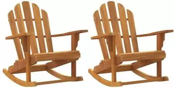 vidaXL Adirondack Schaukelstuhl Garten 2er-Set, Teak massiv, 79x100x103cm