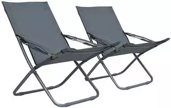 vidaXL Klappbare Strandstühle 2 Stk., Stoff, grau (47905)