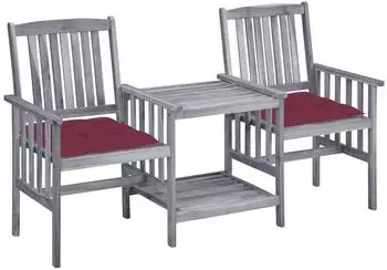 vidaXL Gartenlounge-Set mit Teetisch und Kissen, Akazien-Massivholz (3061326)