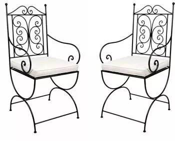 Marrakesch Orient & Mediterran Interior Stuhl Murcia Eisen, schwarz, 2er-Set (est015-2er)
