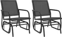 vidaXL Garten-Schaukelst&uuml;hle 2 Stk. Schwarz 61x76x87cm Textilene Stahl