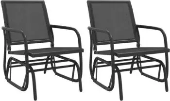 vidaXL Garten-Schaukelstühle 2er-Set, Textilene & Stahl, schwarz (362712)