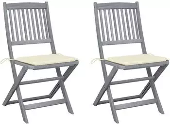 vidaXL Klappbare Gartenstühle 2 Stk. mit Kissen, Akazienholz (3064538)