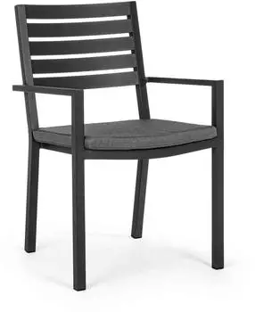Bizzotto Helina Gartenstuhl Aluminium stapelbar mit Armlehne, anthrazit (0662930)