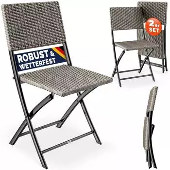 Casaria Klappstuhl "Rom" Polyrattan 2er-Set, creme (110241)