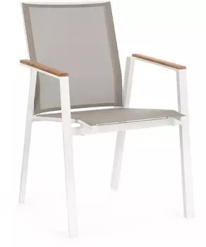 Bizzotto Cameron Gartenstuhl mit Armlehne, Aluminium, stapelbar, weiß (0663376)
