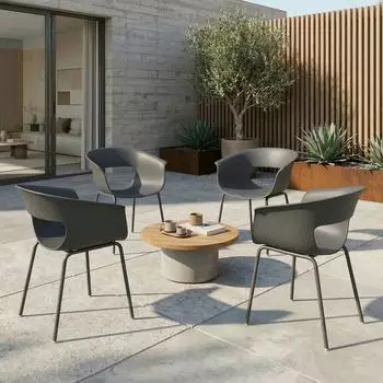 Outsunny Gartenst&uuml;hle 4er-Set ergonomisch mit Armlehne, Metall, dunkelgrau (84G-890V00CG)